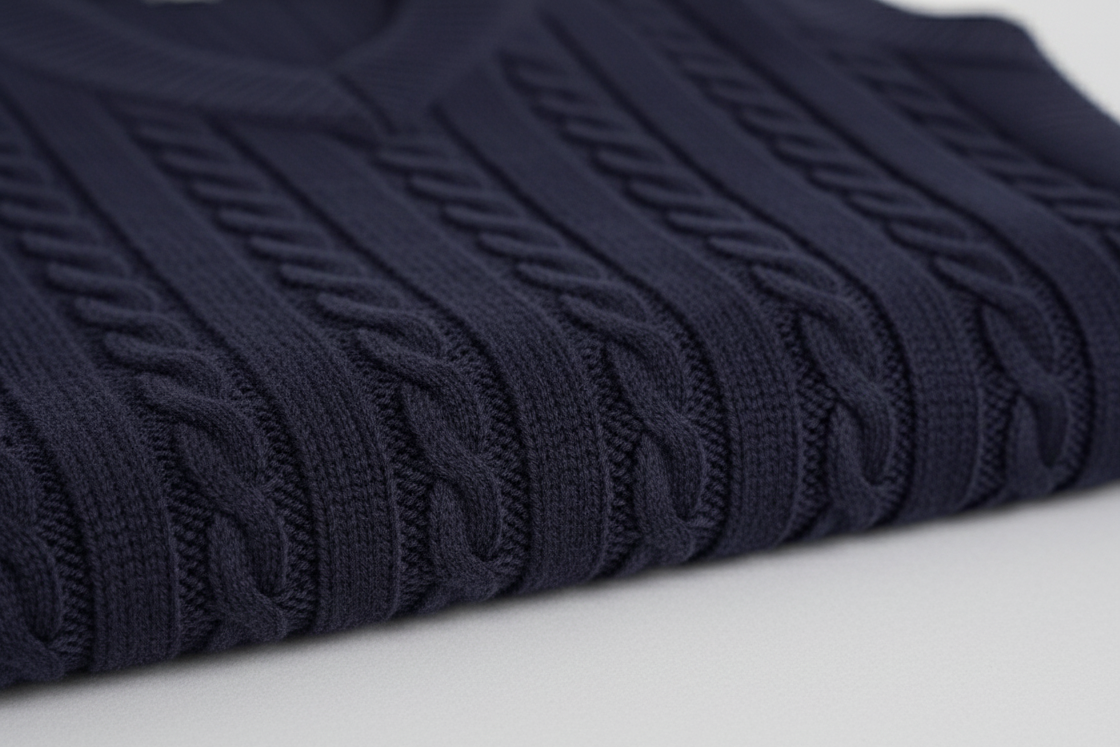 Marineblå Cable Knit Sweater Vest - Tidløs Chic til Enhver Anledning