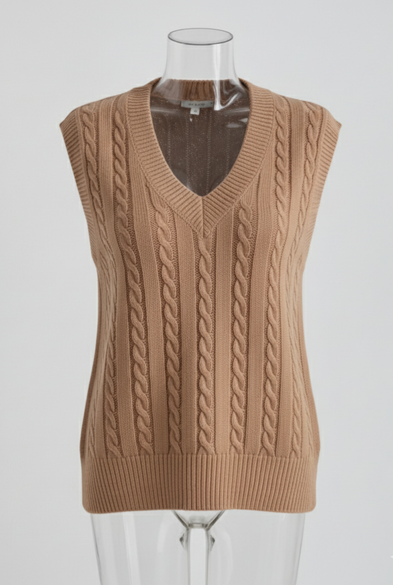Marineblå Cable Knit Sweater Vest - Tidløs Chic til Enhver Anledning