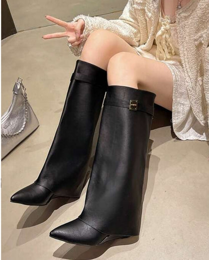 Elegant Knee-High Støvler – Statement Stil i Sort